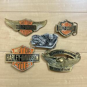 5点セット まとめ売り 90s Harley Davidson ハーレーダビッドソン ヴィンテージ メタルバックル 古着 アクセサリー エンブレム ベルト