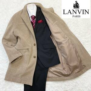 ★完全最高級♪ アンゴラ【美品】LANVIN ランバン ☆圧巻・トロトロの極上♪ アンゴラ混ウール スタンドカラー コート (Lサイズ) ベージュ