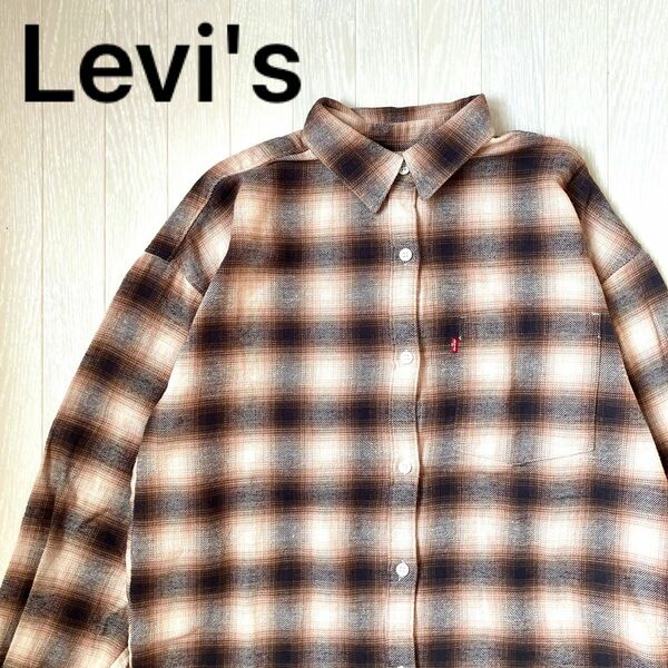 Levi's リーバイス オンブレチェックシャツ ボタンダウン チェック柄 長袖シャツ ネルシャツ フランネルシャツ