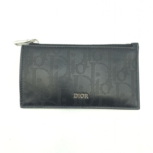 【中古】Dior フラグメントオブリーク ジャガード 小銭入れ　ブラック　ディオール[240017580641]