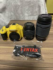 №49　PENTAX　ペンタックス　K-ｘ　イエロー　Wレンズセット【中古・美品】