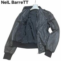 NeIL BarreTT ニールバレット　ボンバージャケット　MA-1 シープスキン　ラムレザー　羊革　ステッチ　革ジャン 黒 イタリア製　ブラック _画像1