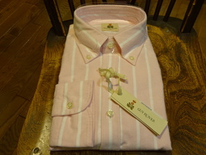 半額以下！新品　送料無料　イタリア製　ギローバー長袖のシャツ　ネル素材ピンクストライプ　XL