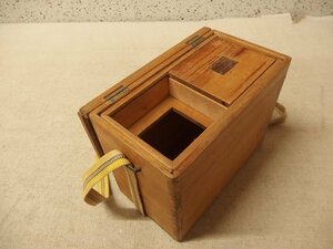 1230186s【木製 合切箱】昭和レトロ/釣り道具/木箱/道具箱19.2×10.3×H15.5cm程
