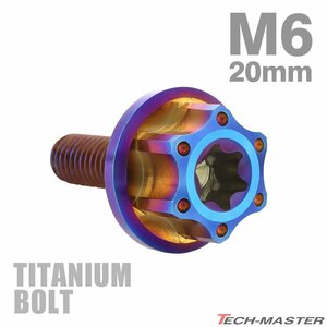 M6×20mm P1.0 64チタン合金 トルクス穴 ワイドフランジ付き 六角ボルト 焼きチタンカラー JA1237