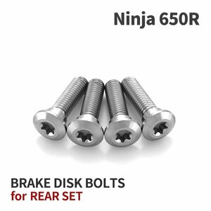 ニンジャ650R Ninja 64チタン ブレーキディスクローター ボルト リア用 4本セット M8 P1.25 カワサキ車用 シルバーカラー JA22013
