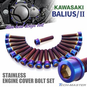 バリオス/II BALIUS エンジンカバーボルト 19本セット ステンレス製 スリムヘッド カワサキ車用 焼きチタンカラー TB8243