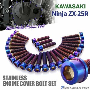 ニンジャ ZX-25R Ninja エンジンカバー クランクケース ボルト 26本セット ステンレス製 スリムヘッド 焼きチタンカラー TB8438