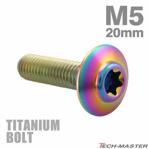 M5×20mm P0.8 頭部径12mm 64チタン合金 トルクス穴 ボタンボルト ワイドフランジ 焼きチタンカラー 1個 JA1099