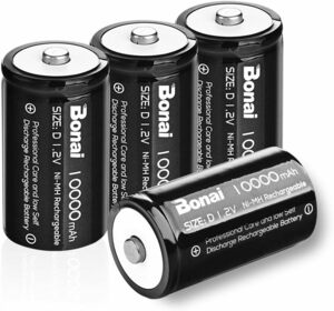 4 D cells BONAI 単1形充電池 充電式ニッケル水素電池 高容量10000mAh 単一電池 充電式電池 4本入り 単一
