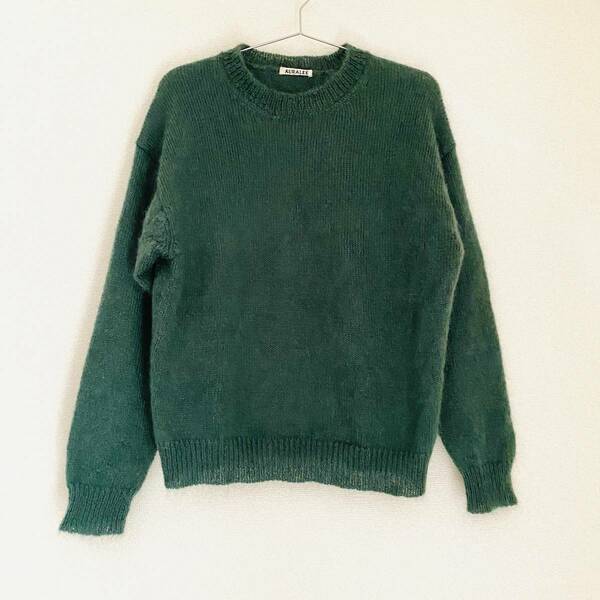 【美品】AURALEE モヘア ウール ニット A7AP02KM サイズ0 ダークグリーン オーラリー Mohair Wool Knit Top Green セーター
