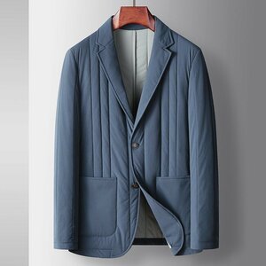 テーラードジャケット　ショートコート　秋冬服中綿　新品☆メンズ　ビジネススーツ　ブレザー ブルゾン ブルー　M~4XL