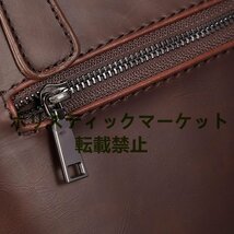 トートバッグ ショルダーバッグ　メンズ バッグ 鞄 斜めがけ レザーバッグ ポシェット ファスナー付き pu革 小さめ　手提げバッグ_画像4