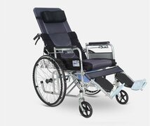 超人気 車椅子 老人用 高品質 横になりできる 折り畳み式 便器付き /調整背もたれ カート F301_画像1