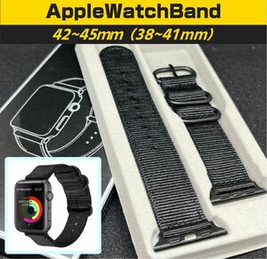 Apple Watch Bandナイロンバンド ブラック 42〜45mm＊箱付き