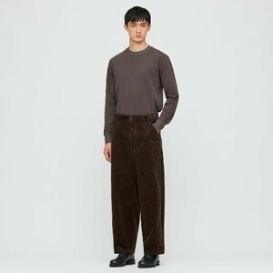 20aw ユニクロユー ワイドワークパンツ コーデュロイ ダークブラウン 82