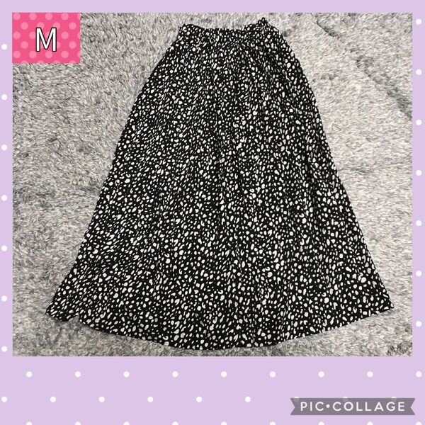 値下げ レオパード柄 スカート ロング 黒 サイズM