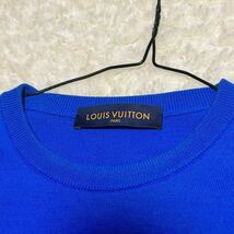 美品★ LOUIS VUITTON ルイ ヴィトン クラウドジャガードニットTシャツ ブルー LVロゴ_画像7