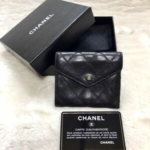 美品 CHANEL 付属完備 ビコローレ ココマーク ラムスキン コインケース シャネル ギャランティカード シリアルシール