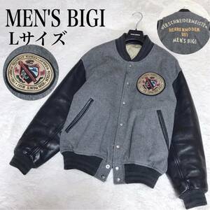 激レア MEN‘S BIGI 80s メンズビギ スタジャン レザージャケット ワッペン ウール 