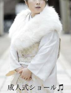 ★新品★成人式用ファーショール 白　卒業式 成人式 披露宴 結婚式 振袖