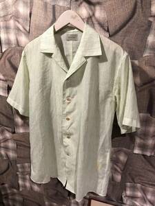 BED J.W. FORD bed Ford Open collar half sleeves tripe blouse Try p shirt short sleeves 21SS-B-BL08 size 0 green FK