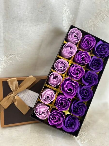 シャボンフラワーソープ紫3色 ソープフラワー 母の日 誕生日 プレゼント 造花 薔薇
