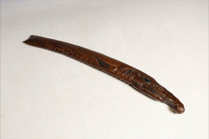 時代物 木彫 魚形 茶室刀 茶刀（R618）