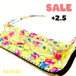 ★期間限定★超特価SALE ≪KLASSE≫ 新品 老眼鏡 シニアグラス ケース付き +2.5 花柄 鮮やかな老眼鏡 ⑥