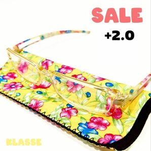 ★期間限定★超特価SALE ≪KLASSE≫ 新品 老眼鏡 シニアグラス ケース付き +2.0 花柄 鮮やかな老眼鏡 ⑦