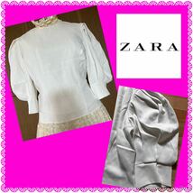 ザラ★ZARA★新品★ボリュームパフスリーブ★バックジッパーブラウス_画像1