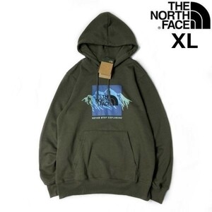 1円～!売切!【正規新品】THE NORTH FACE NOV GRAPHIC HOODIE プルオーバー パーカー US限定 裏起毛 男女兼用 キャンプ(XL)カーキ 181130-33