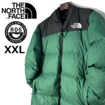 1円～!売切!【正規新品】THE NORTH FACE NRDC JACKET ダウンジャケット US限定 RDS 撥水 軽量 ノルディック ロゴ刺繍(XXL)緑 黒 190122-130_画像1