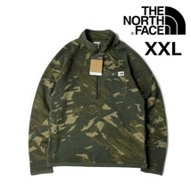 1円～!売切!【正規新品】THE NORTH FACE PRINT GORDON LYONS 1/4ZIP フリース プルオーバー US限定 厚手ニット(XXL)カーキ 迷彩柄181024-40_画像2