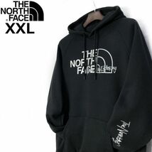 1円～!売切!【正規新品】THE NORTH FACE◆W GRAPHIC INJECTION HOODIE パーカー US限定 メタリックシルバー アウトドア(XXL)黒 181130-23_画像1