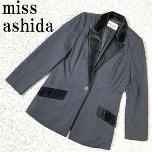 miss ahida ミスアシダ テーラードジャケット グレー ウール ナイロン ポリウレタン コットン キュプラ ポリエステル 7 B4044