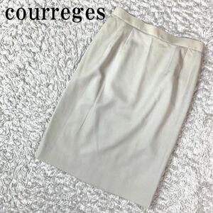 courreges クレージュ タイトスカート グレーベージュ 9AR63 ウール ポリエステル 9 B4188