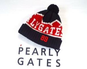 ★超美品★PEARLY GATES パーリーゲイツ / PG89 ロゴデザイン ニット キャップ UNISEX　 