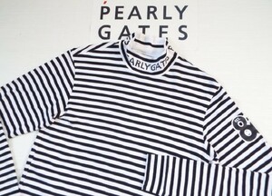 ★美品★PEARLY GATES パーリーゲイツ / PG89 ネックロゴプリント モックネックシャツ / サイズ５