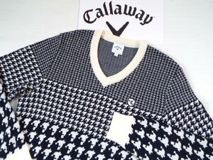 ★超美品★Callaway キャロウェイ / カシミヤブレンド 千鳥チェック Vネックセーター / サイズＬ