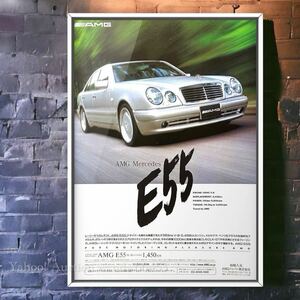 当時物!! AMG E55 広告 / Mercedes Benz V8 カタログ メルセデス ヘッドライト ベンツ ホイール W210 パーツ 部品 グリル シルバー 5.4L