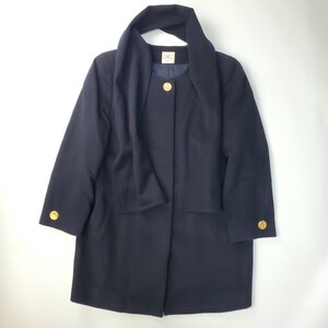 ＊a 【気品あふれるデザイン】 PIAC カシミヤ混 マフラー付き ノーカラー コート 婦人服 レディース アウター 紺 ネイビー