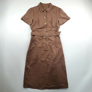 ◇e 【未使用】 プロポーションボディドレッシング PROPORTION BODY DRESSING ベルト付き シャツ ワンピース 2サイズ 婦人服 トップス 焦茶