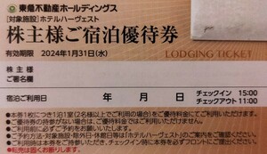 即決♪東急不動産 株主優待 宿泊優待券 ハーヴェスト 1枚～2枚 2023.1.31まで