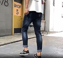 【W31 M-L】程よくダメージ デニム スリムフィット！ スキニーパンツ■パンツ　新品 メンズ デニム ジーンズ ストレッチパンツ 621-31_画像9