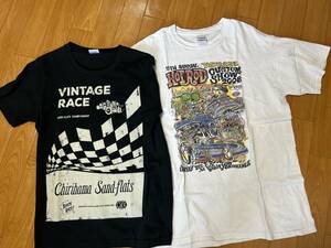 Tシャツ　2枚セット　ホットロッドカスタムショー　サンドフラッツ　千里浜　アメ車　kustom ハーレー　アメ車　