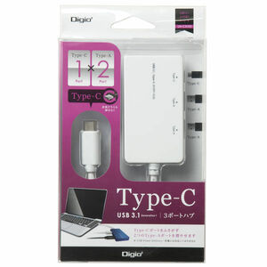ナカバヤシ 3ポート USB3.1 Type-C ハブ ホワイト UH-C3103W Mac Windows 対応 タイプC 増設 変換 アダプター USB ポート ノート パソコン