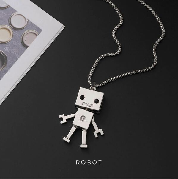 ネックレス メンズ ステンレス レディースネックレス ストリートヒップホップ アクセサリー ペンダント ロボット