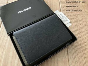 新品 COMME CA ISM コムサイズム シンプルな2折りLeatherカードケース 42ネイビー 20WC13 定価4,950円