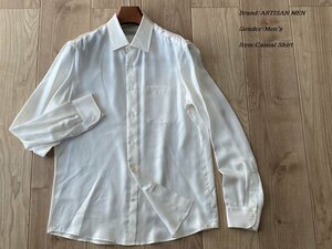新品 ARTISAN アルチザン メン 日本製 シルク100% レギュラーカラーシャツ 02オフホワイト Sサイズ 19IP01 定価30.800円